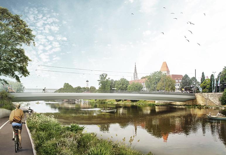 Entwurfszeichnung der neuen Gänstorbrücke zwischen Neu-Ulm und Ulm