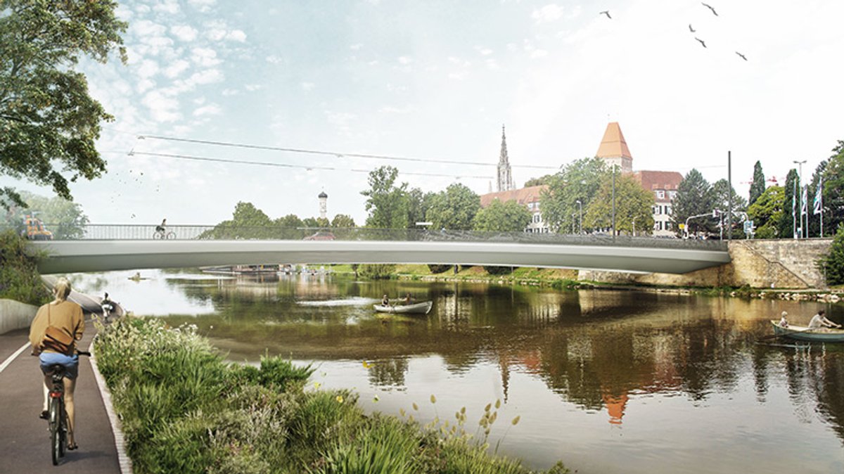 Entwurfszeichnung der neuen Gänstorbrücke zwischen Neu-Ulm und Ulm