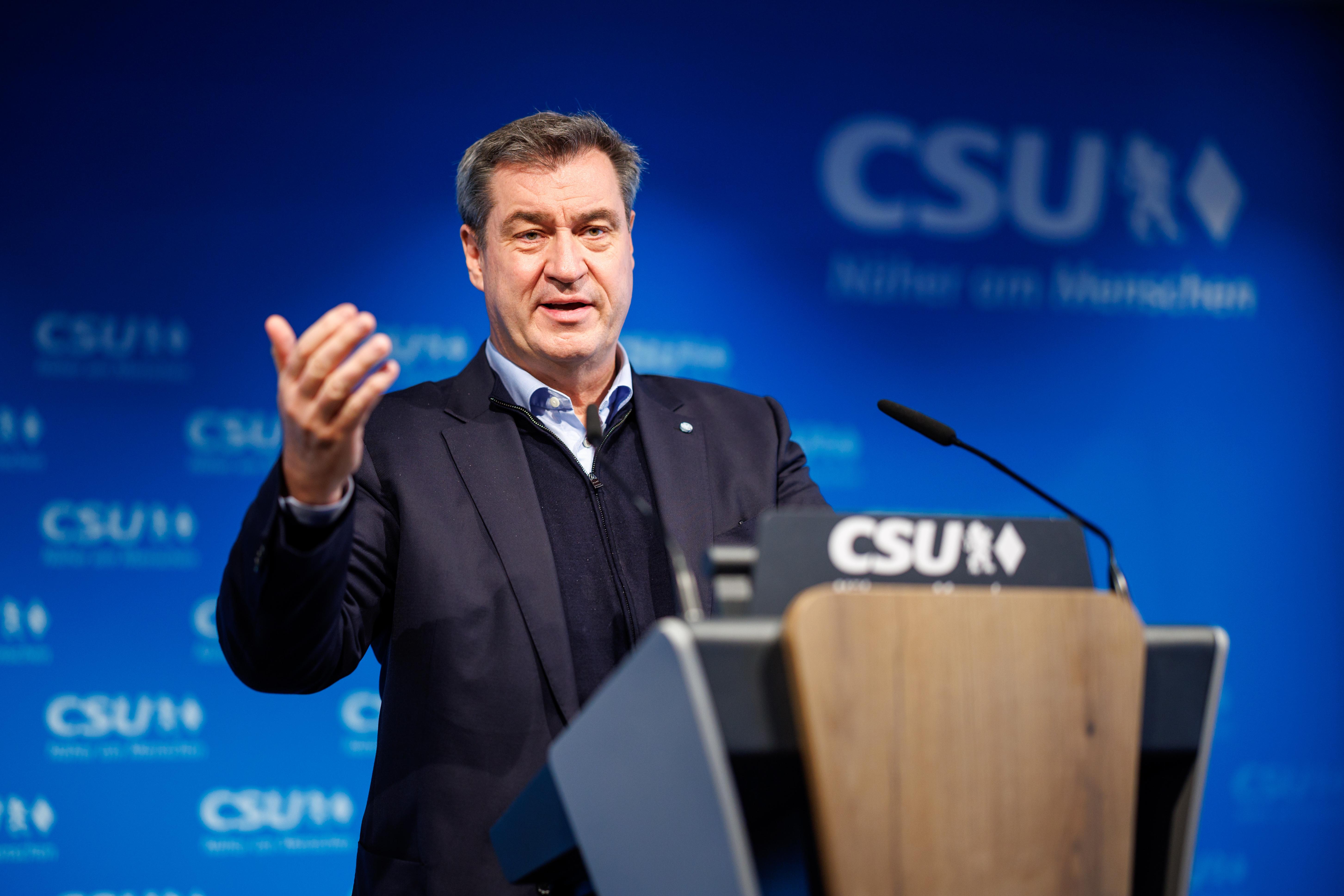 Markus Söder (CSU), Parteivorsitzender und Ministerpräsident von Bayern, in der CSU-Landesleitung in München.