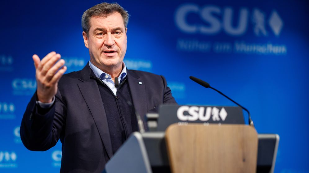 Markus Söder (CSU), Parteivorsitzender und Ministerpräsident von Bayern, in der CSU-Landesleitung in München. | Bild:picture alliance/dpa | Matthias Balk