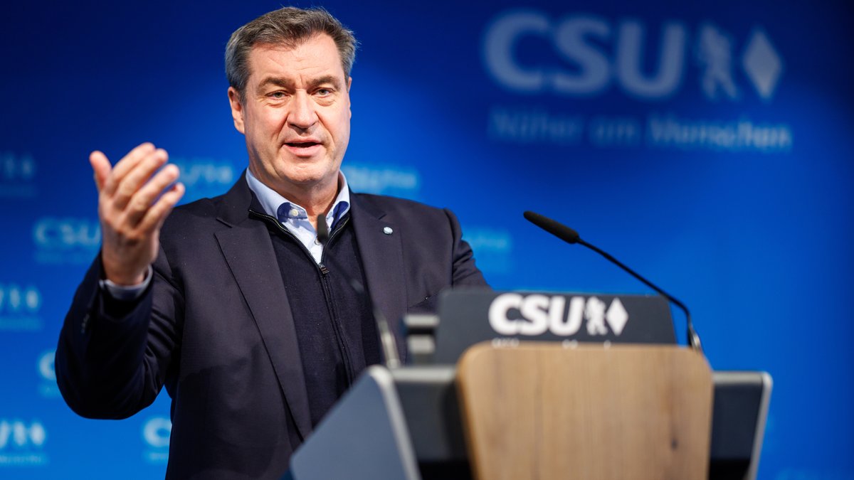 Markus Söder (CSU), Parteivorsitzender und Ministerpräsident von Bayern, in der CSU-Landesleitung in München.