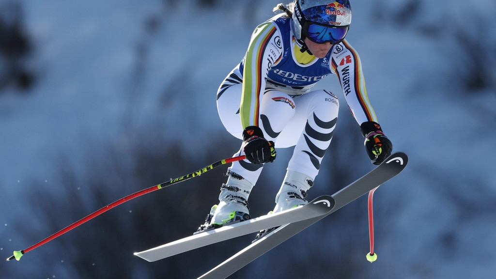 11.02.2023, Frankreich, Meribel: Ski alpin: Weltmeisterschaft, Abfahrt, Damen: Emma Aicher, Deutschland, in Aktion. Foto: Alessandro Trovati/AP/dpa +++ dpa-Bildfunk +++