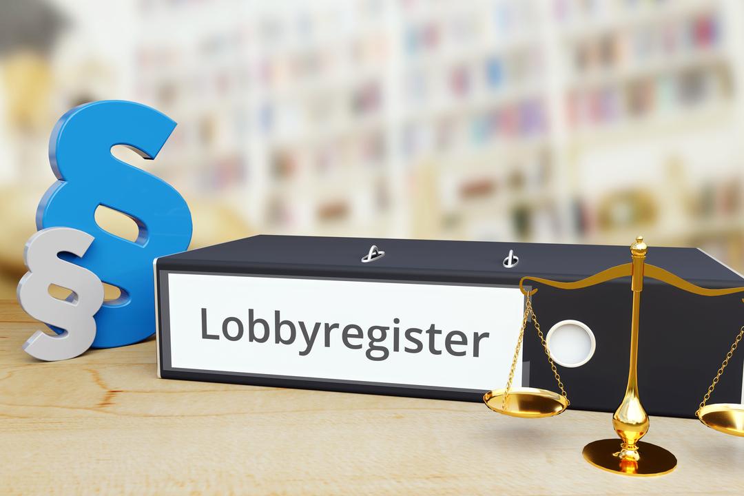 Symbolbild: Ein Ordner mit der Aufschrift "Lobbyregister".
