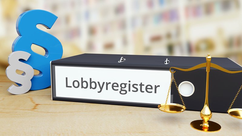 Symbolbild: Ein Ordner mit der Aufschrift "Lobbyregister".