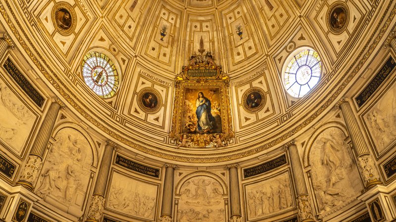 Die Unbefleckte Empfängnis von Bartolomé Esteban Murillo in der Kathedrale Santa María de la Sede in Sevilla | Bild: picture alliance / Peter Schickert Die Unbefleckte Empfängnis von Bartolomé Esteban Murillo in der Kathedrale Santa María de la Sede in Sevilla