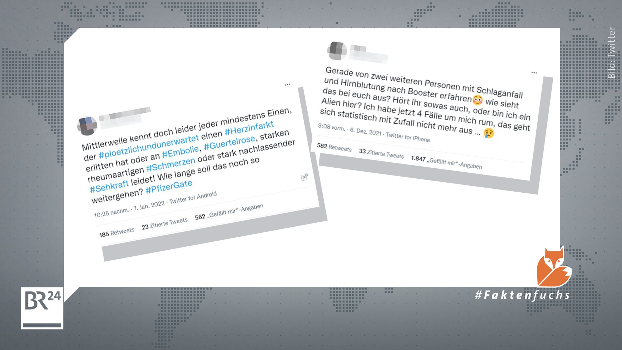 Screenshots von zwei viel geteilten Twitter-Beiträgen