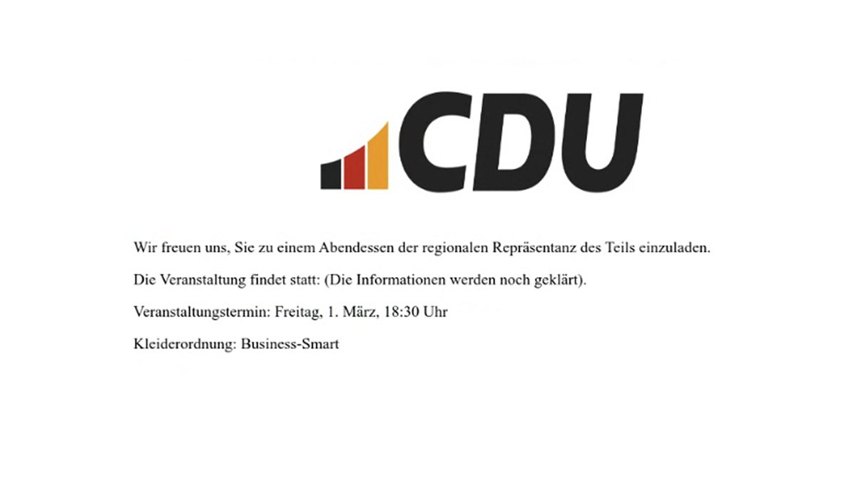 Ein Teil der Phishing-Mail, die an die CDU-Bundestagsabgeordneten verschickt wurde