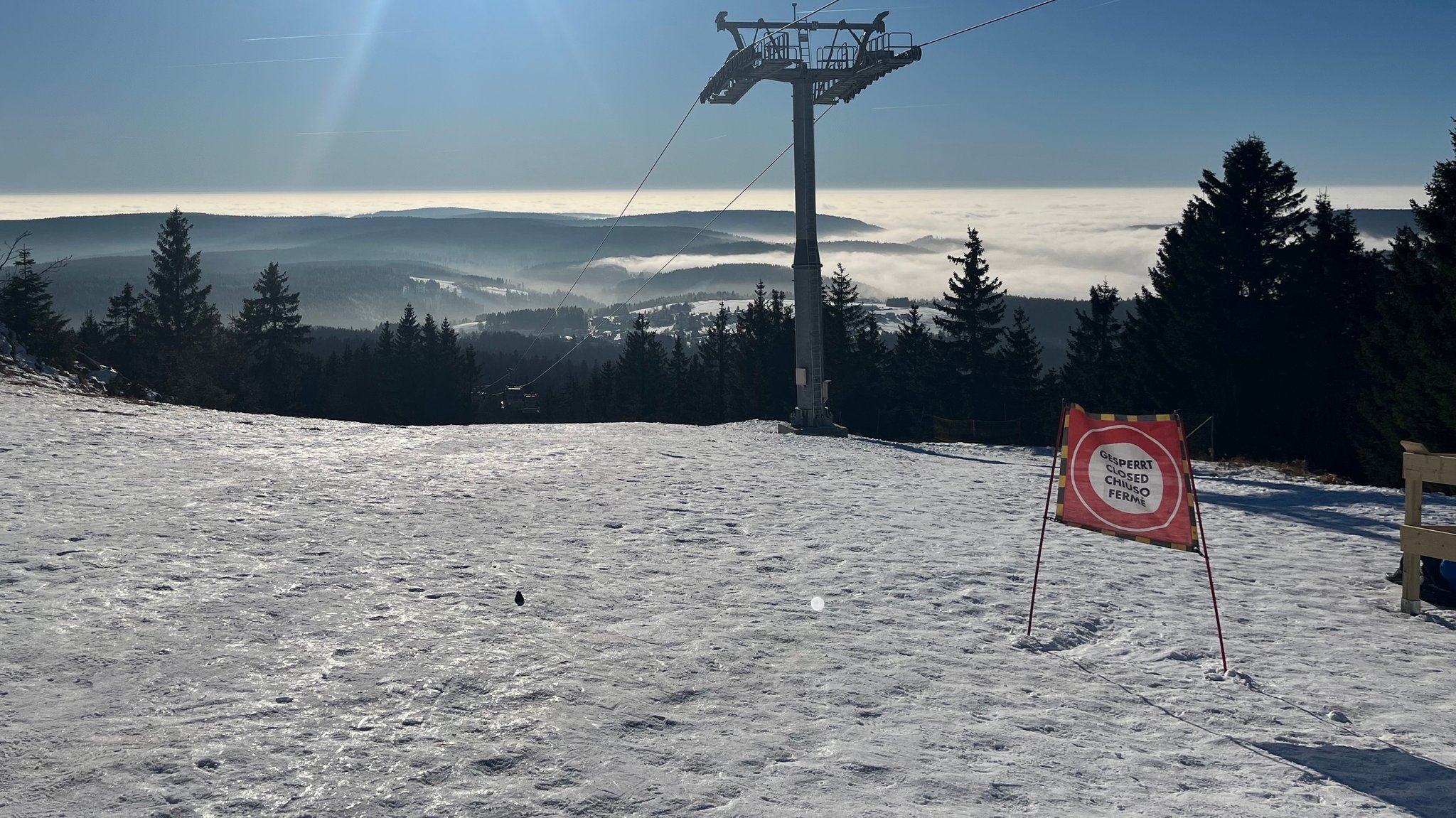 Winterlandschaft auf dem Ochsenkopf im Fichtelgebirge.