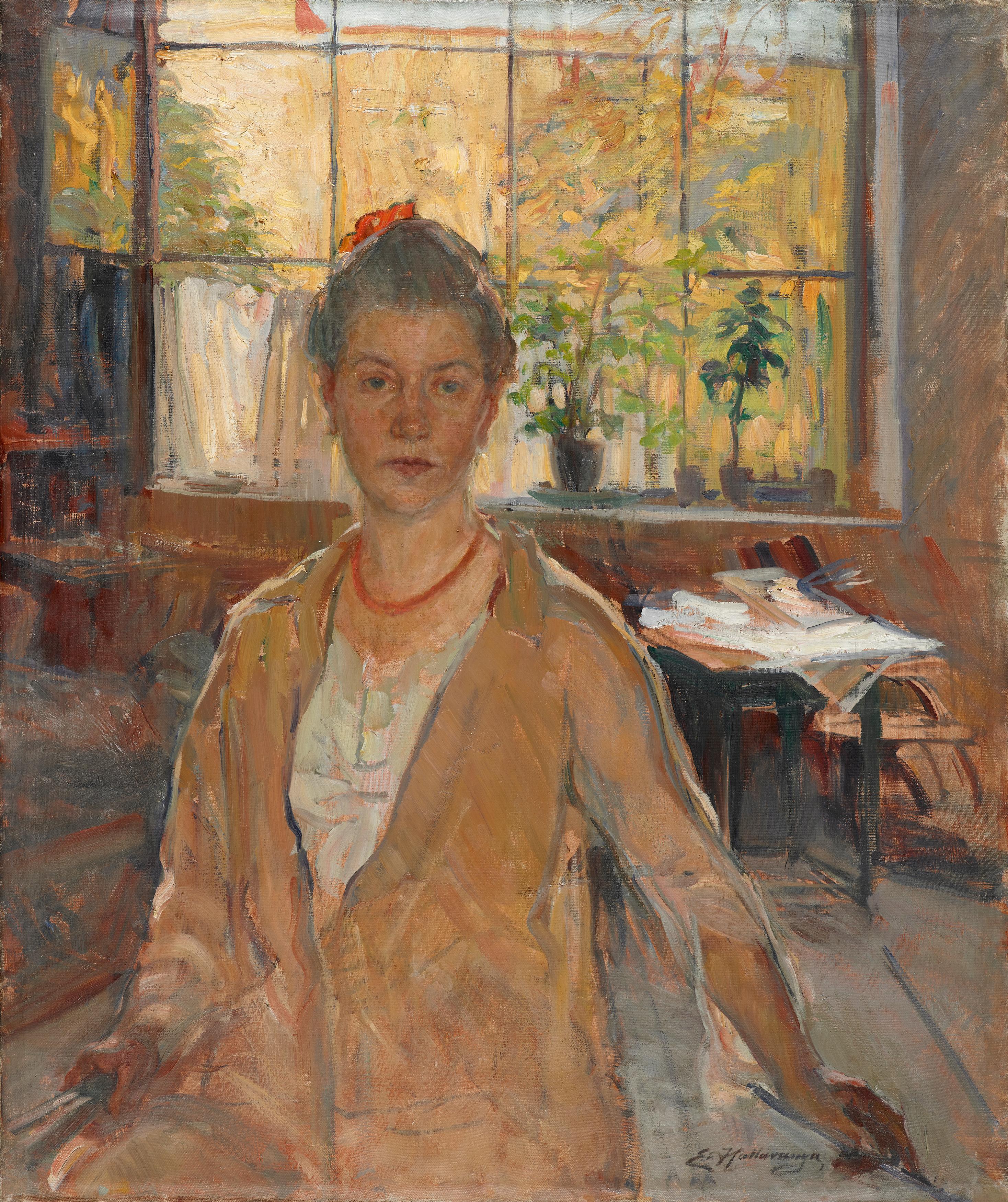 Emilie von Hallavanya, Selbstbildnis, um 1905 (?), Leinwand, 101,1 cm x 84 cm x 2 cm, Städtische Galerie im Lenbachhaus und Kunstbau München