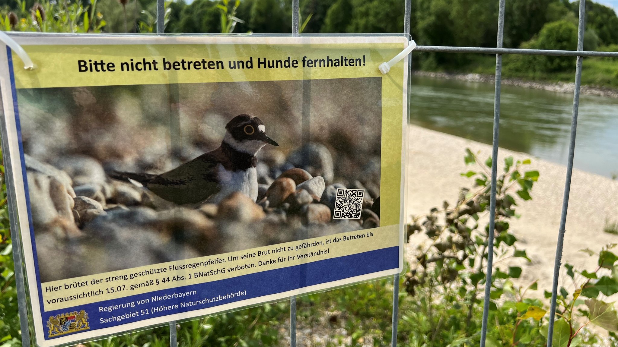 Hinweisschild auf dem abgesperrten Bereich