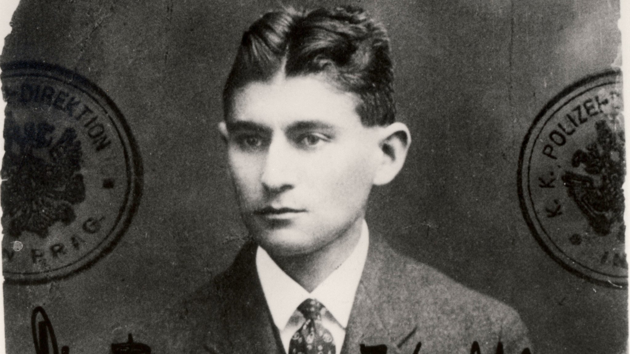 Franz Kafka auf einem Passfoto, um 1915/16