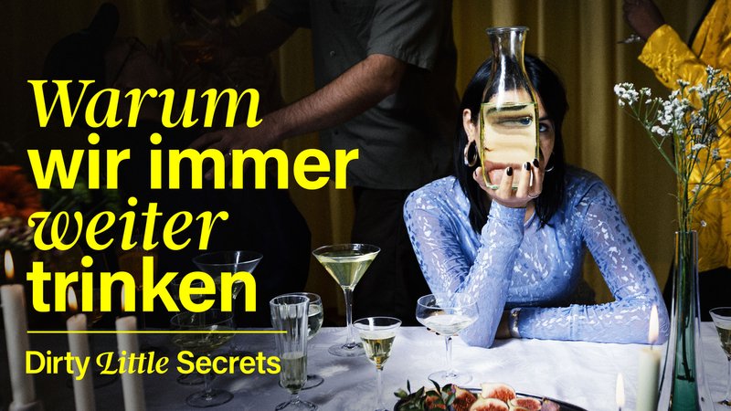 Dirty Little Secrets - Staffel 2 Alkohol: Eine junge Frau sitzt an einem Tisch, vor sich viele Weingläser. Ihr Gesicht wird von einer gläsernen Weinkaraffe zu einer Fratze verzehrt. Im Hintergrund amüsieren sich Partygäste. | Bild: BR/Max Hofstetter, Hannah Wiesner Dirty Little Secrets - Staffel 2 Alkohol: Eine junge Frau sitzt an einem Tisch, vor sich viele Weingläser. Ihr Gesicht wird von einer gläsernen Weinkaraffe zu einer Fratze verzehrt. Im Hintergrund amüsieren sich Partygäste.