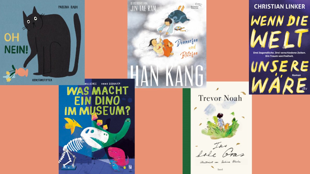 Fünf Cover von Kinderbüchern | Bild: Kunstanstifter Verlag, Leykam Verlag, Aufbau Verlag, Insel Verlag, dtv Verlag Fünf Cover von Kinderbüchern