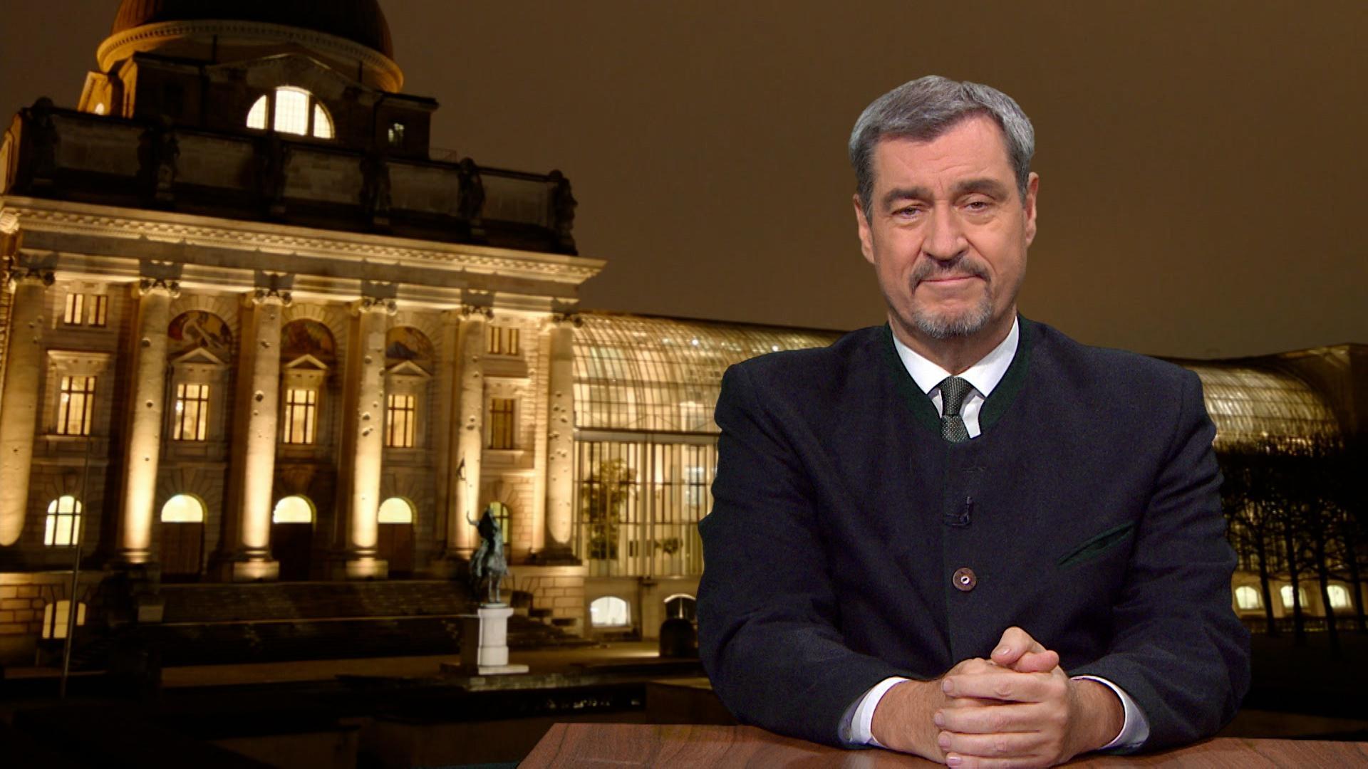 Bayerns Ministerpräsident Markus Söder (CSU) während der Aufnahme der Neujahrsansprache im BR.