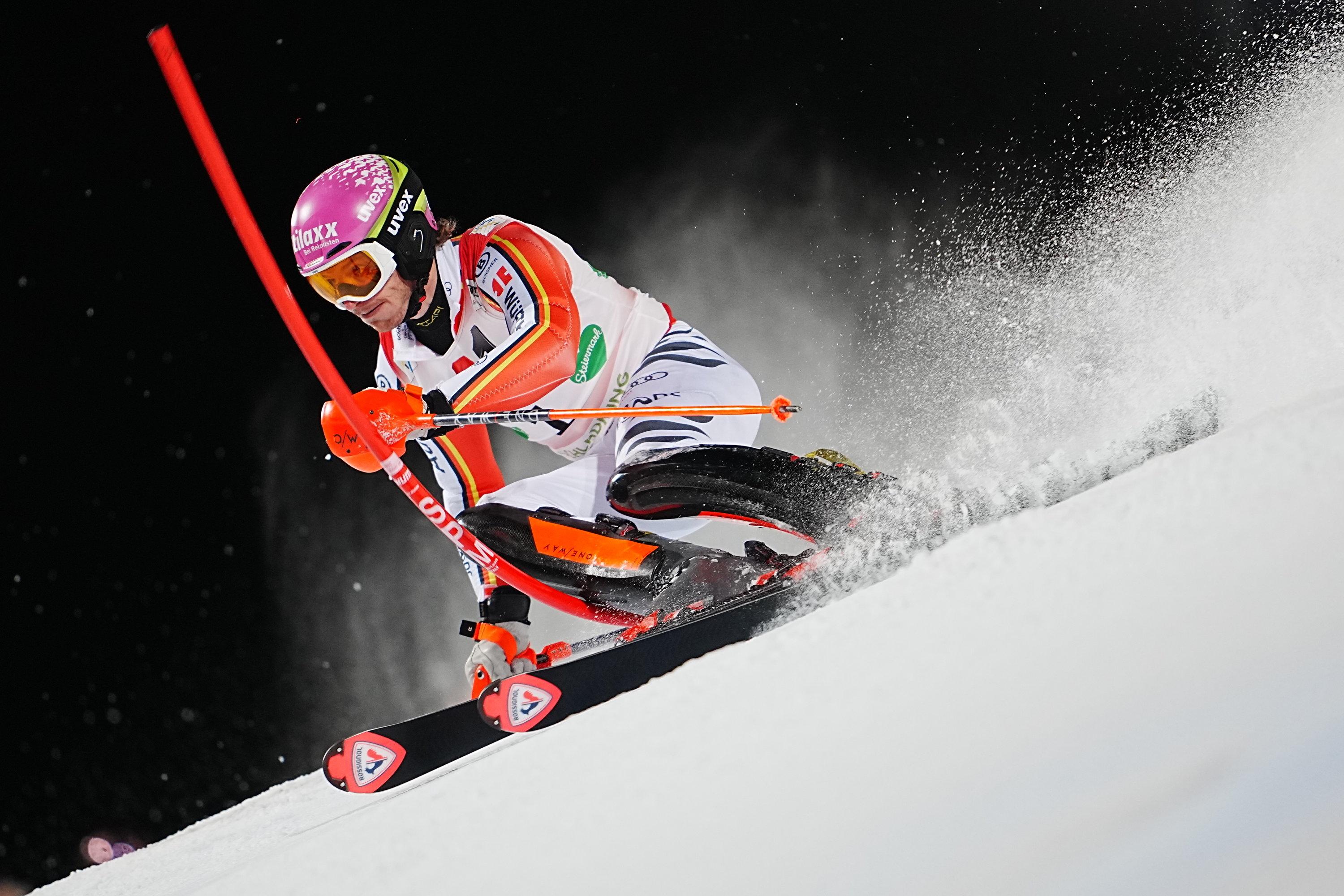 29.01.2025, Österreich, Schladming: Ski alpin, Weltcup, Slalom, Herren, Linus Strasser aus Deutschland in Aktion. 