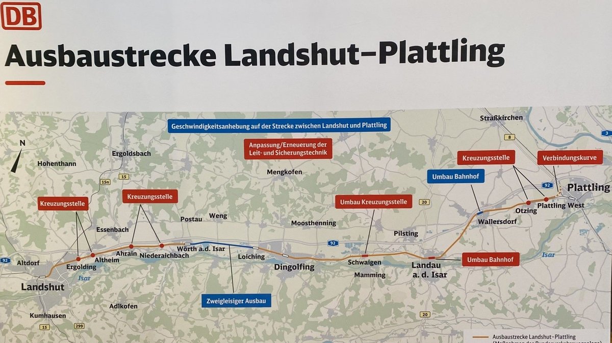 Der Plan der Ausbaustrecke Landshut-Plattling