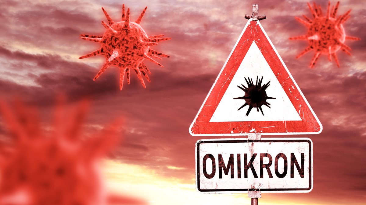 Warnschild Omikron Mutation Variante (Symbolbild)