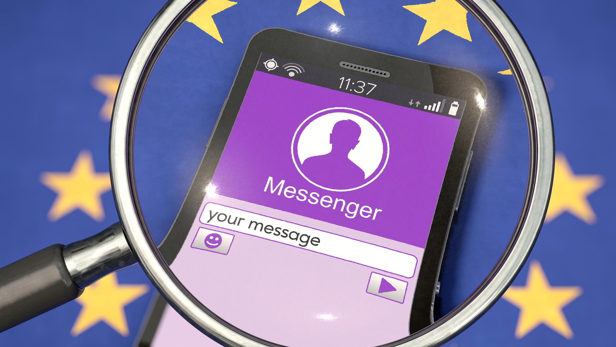 Symbolbild zum Thema Chatkontrolle, Überwachung von Messengerdiensten usw. in der EU 