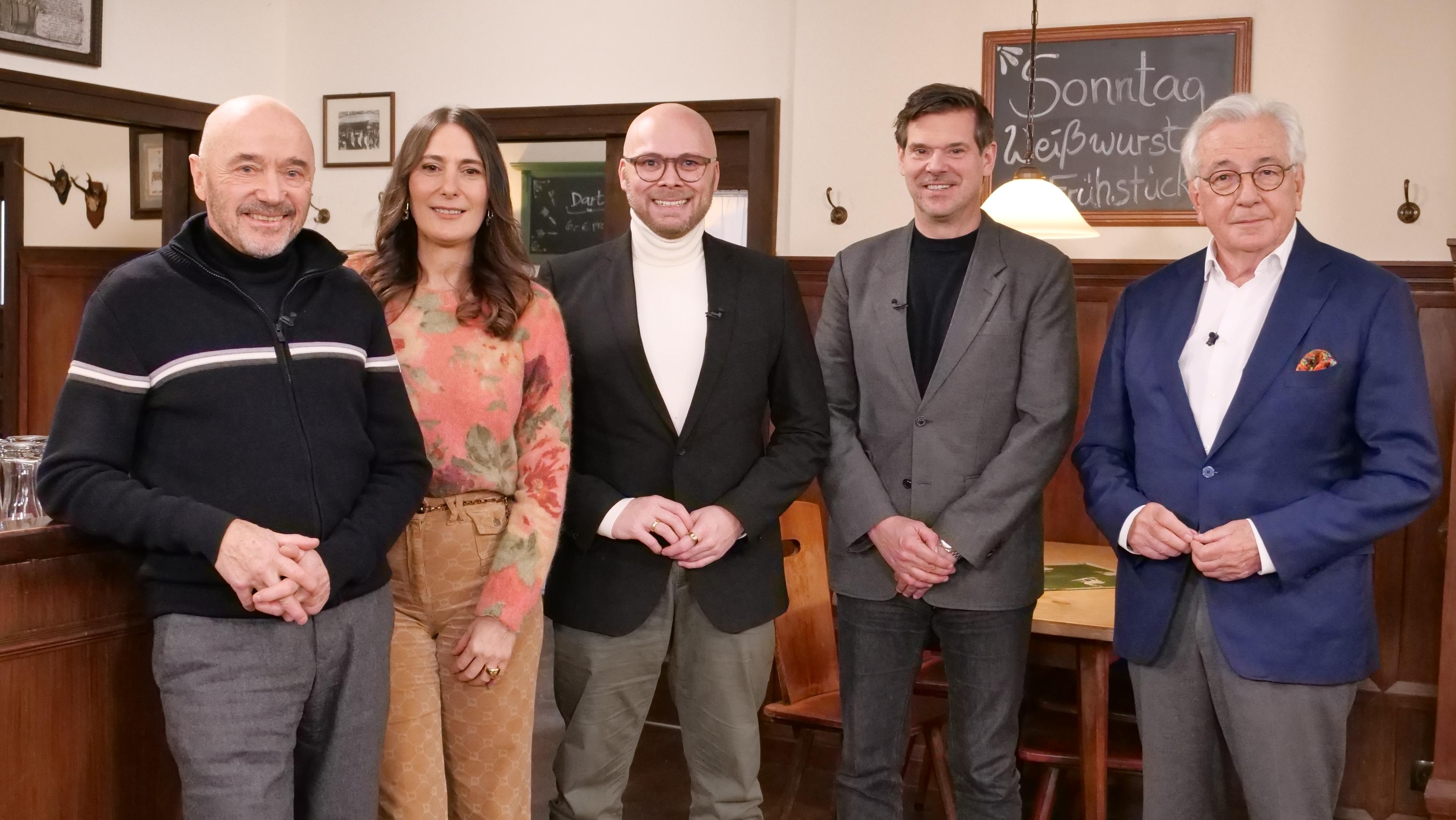  Gastgeber Hans Werner Kilz und seine beiden Stammgäste Anja Kohl und Christian Neureuther mit Fabian Mehring und Gregor Peter Schmitz.