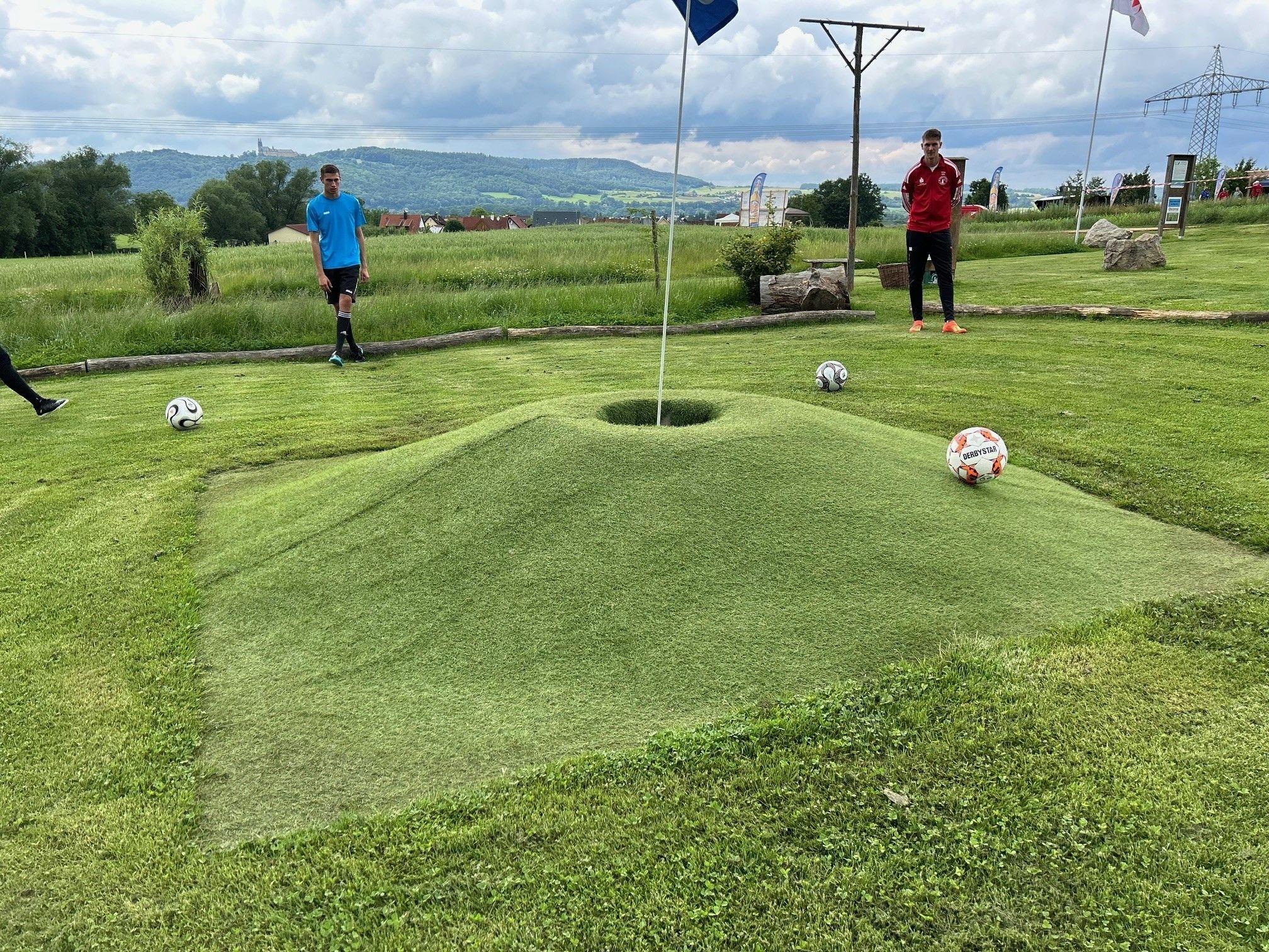 Die Anlage unterhalb der Basilika Vierzehnheiligen ist Austragungsort der deutschen Meisterschaften im Fußballgolf.