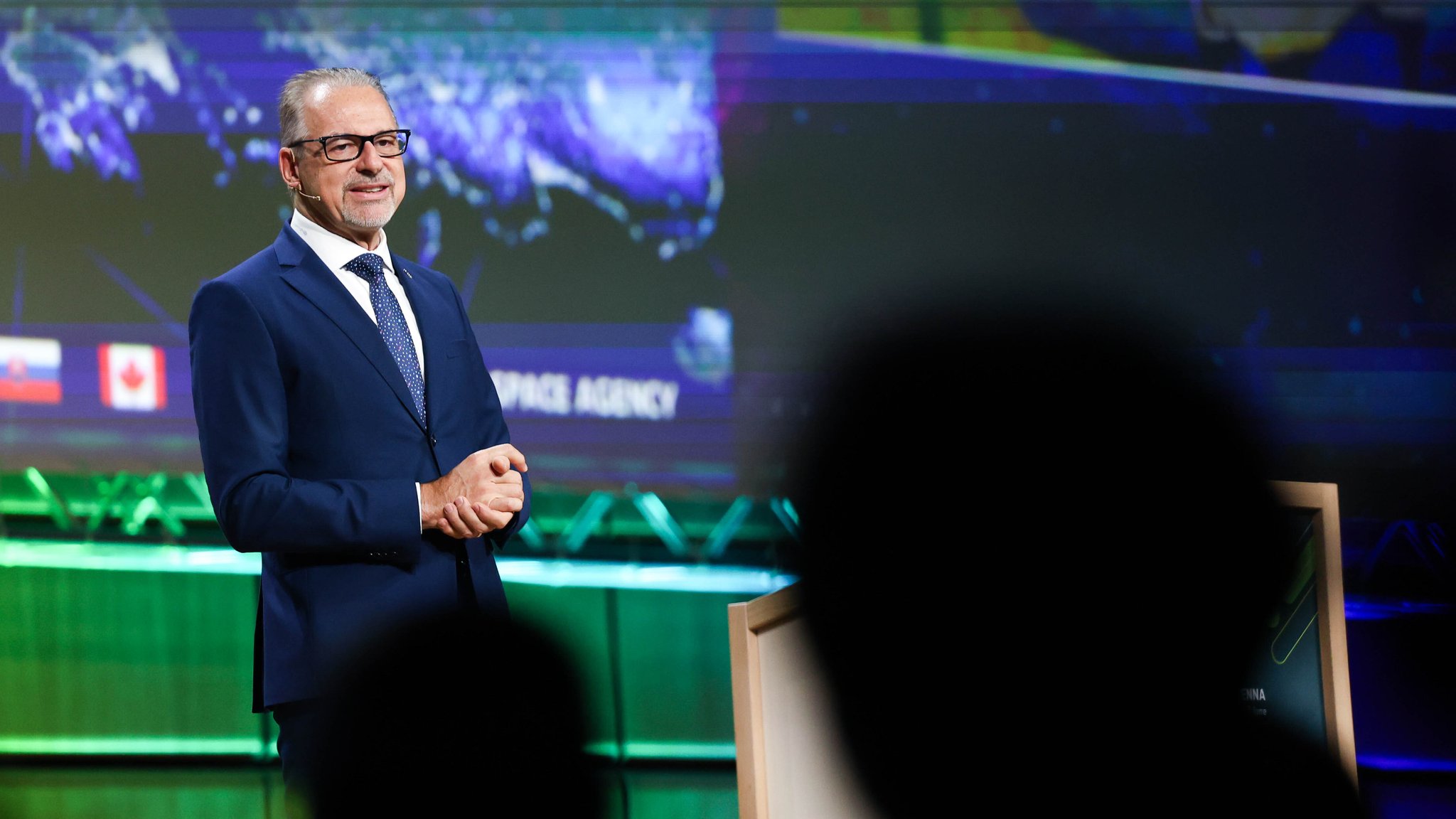 Josef Aschbacher, Generaldirektor der Europäischen Weltraumorganisation (ESA), bei einem Vortrag diese Woche in Wien.
