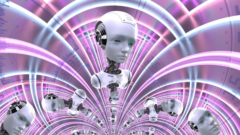 Künstlerische 3D-Illustration eines Cyborgs mit künstlicher Intelligenz 