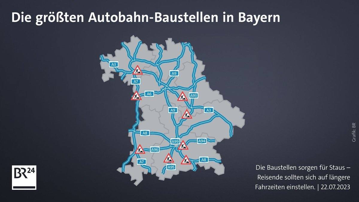 Übersicht: Baustellen auf Fernstraßen in Bayern