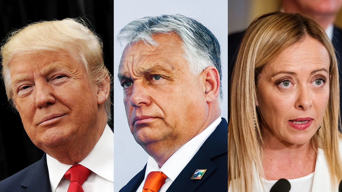 Donald Trump, Viktor Orbán, Giorgia Meloni