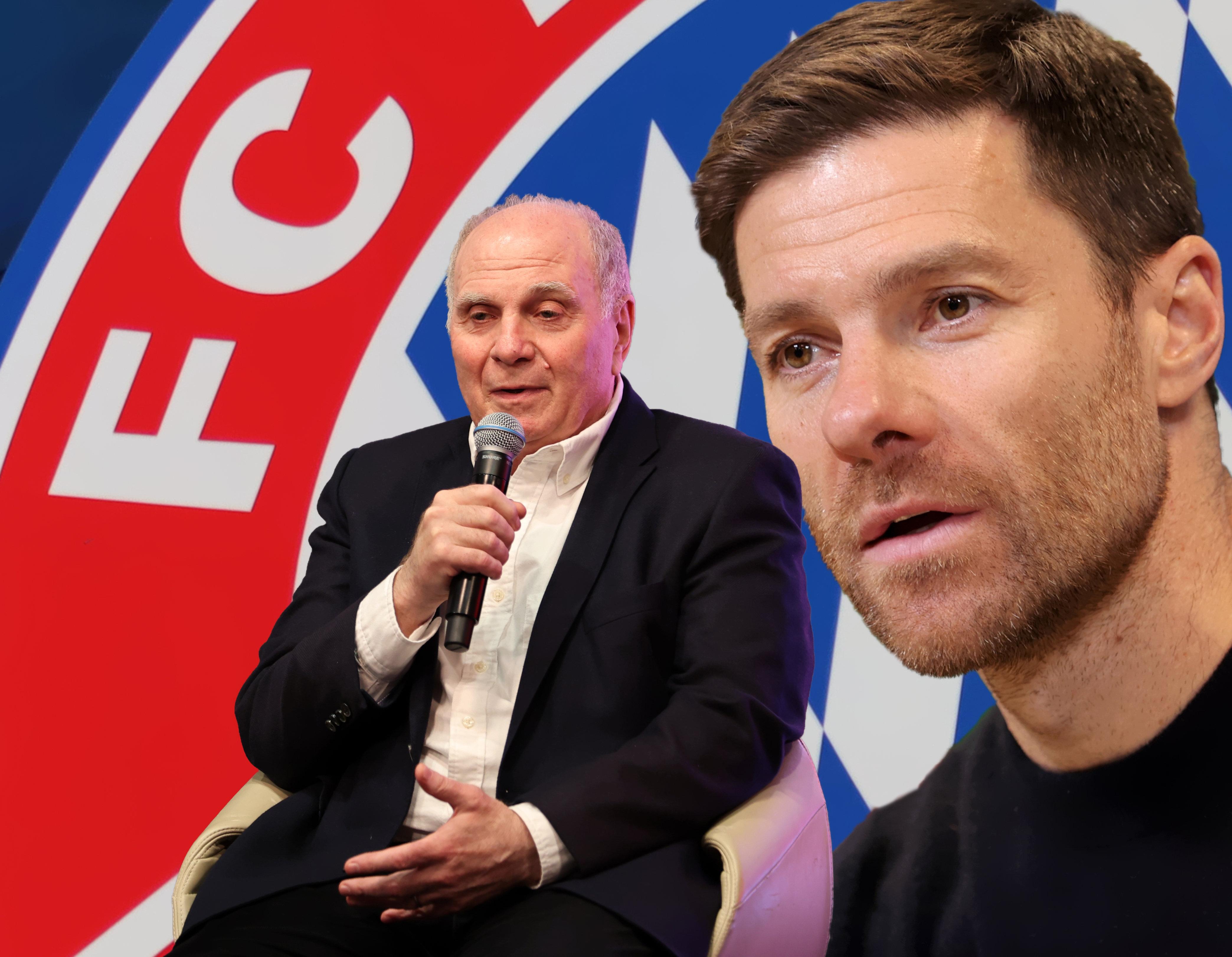 FC-Bayern-Ehrenpräsident Uli Hoeneß und Xabi Alonso