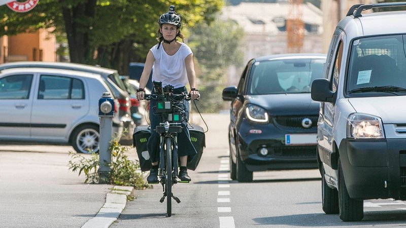 Lidar und Ultraschall-Sensoren am Rad: Viele Autofahrende halten nicht genug Abstand zu Radlern - aber es gibt Lösungen | Bild: Salzburg Research / Wildbild Lidar und Ultraschall-Sensoren am Rad: Viele Autofahrende halten nicht genug Abstand zu Radlern - aber es gibt Lösungen