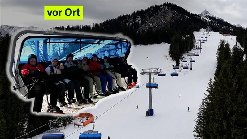 Bildmontage: Blick auf den neuen Achter-Sessellift und eine Kabine. | Bild: BR / Lui Knoll Bildmontage: Blick auf den neuen Achter-Sessellift und eine Kabine.