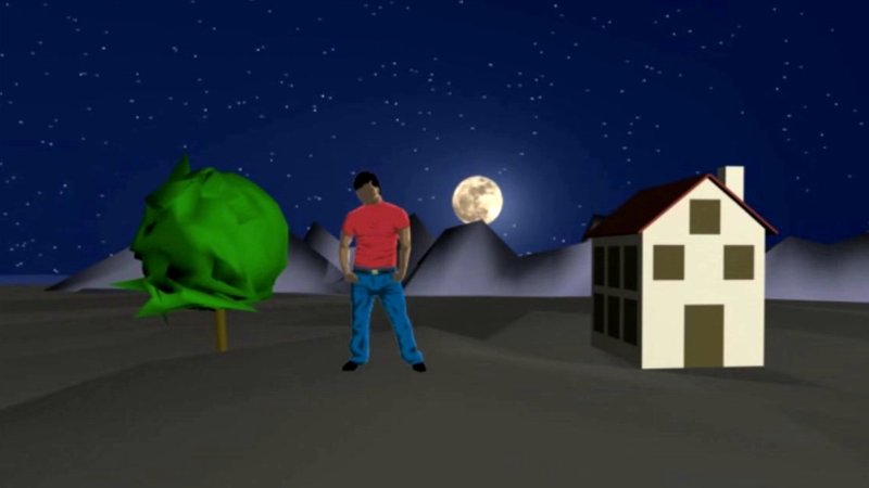 Screenshot der Animation, die erklärt, was bei der Mondtäuschung im Gehirn passiert, so dass der Mond riesig aussieht.
