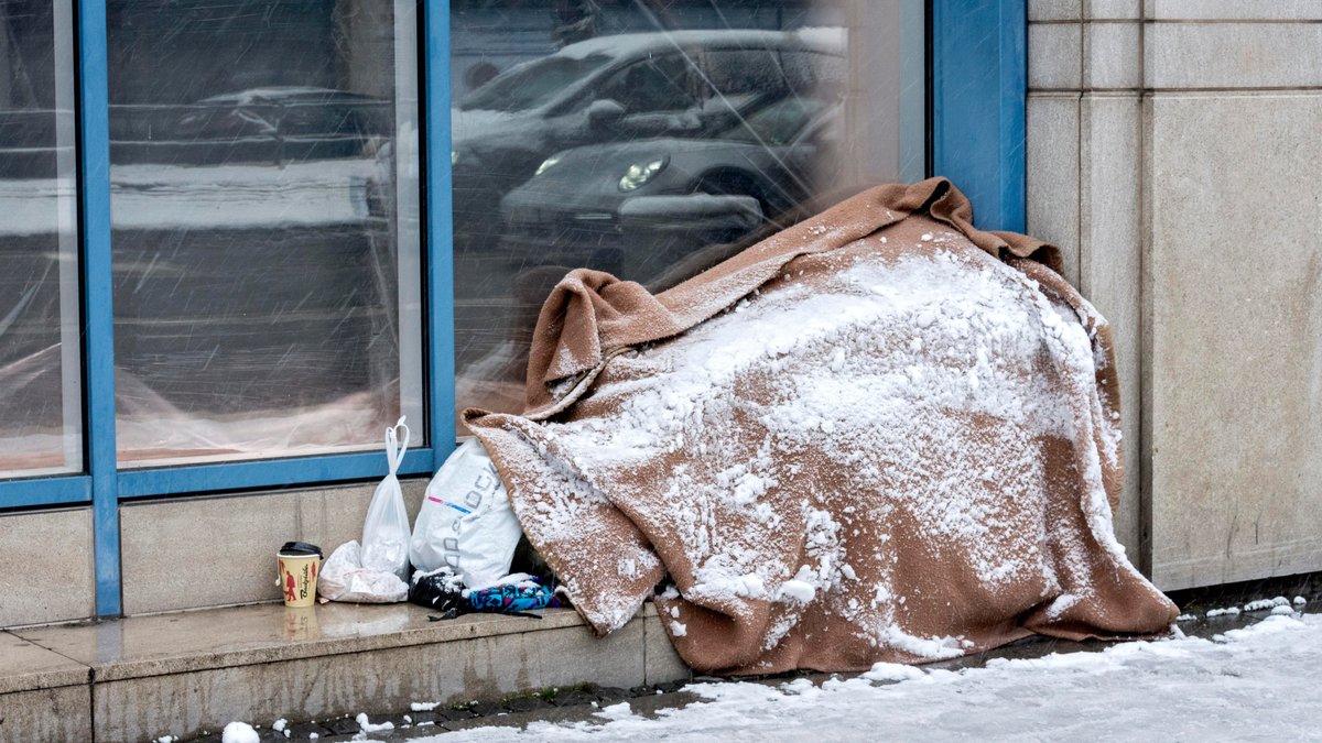 Schlafplatz eines Obdachlosen in München