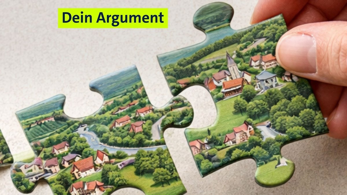 Puzzleteile mit fiktive Ortschaften werden zusammengebaut. (Symbolbild Gemeindefusion, KI-erzeugt)