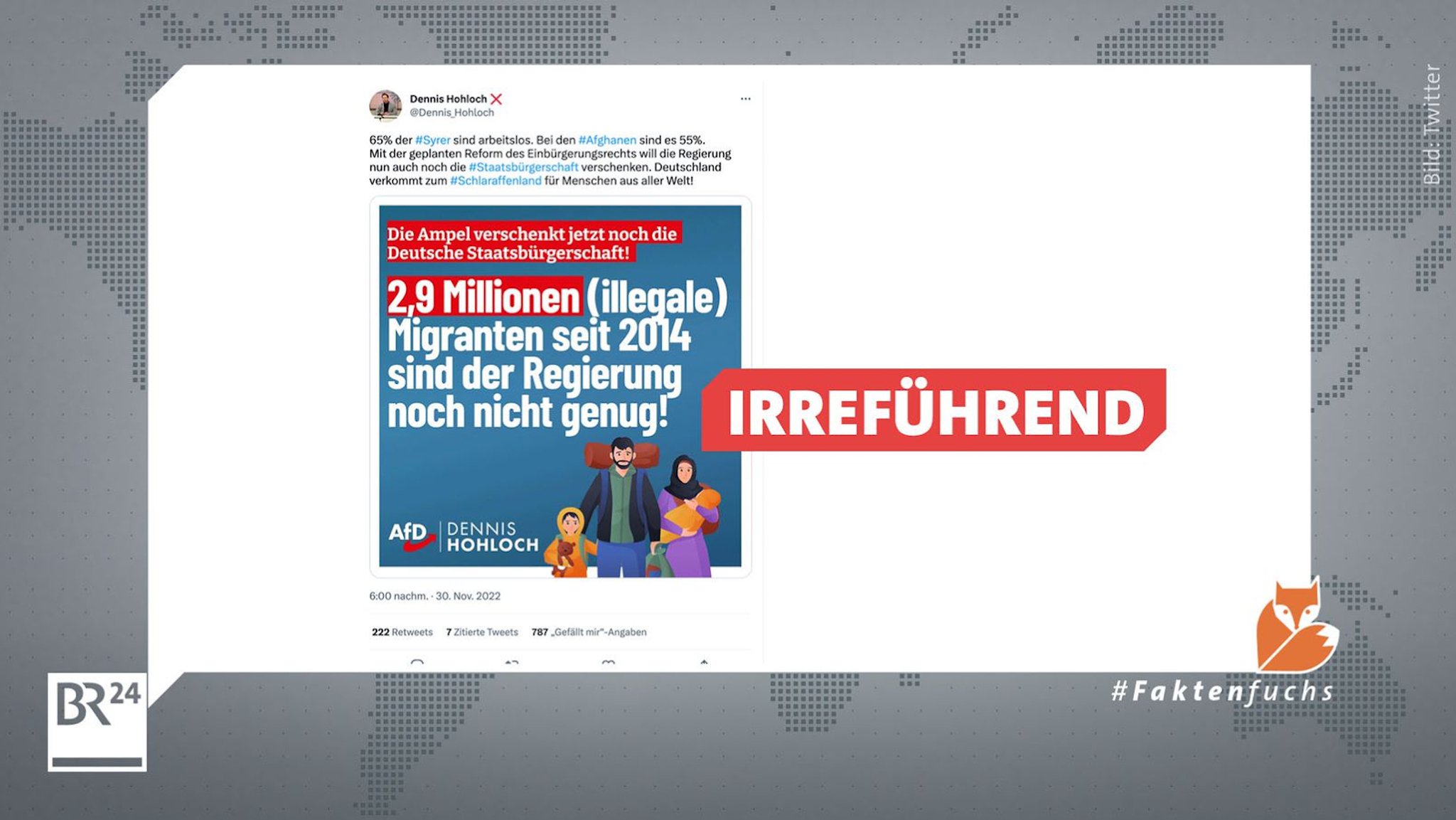 Ein Tweet eines AfD-Politikers über die Zahl arbeitsloser Migranten ist irreführend.