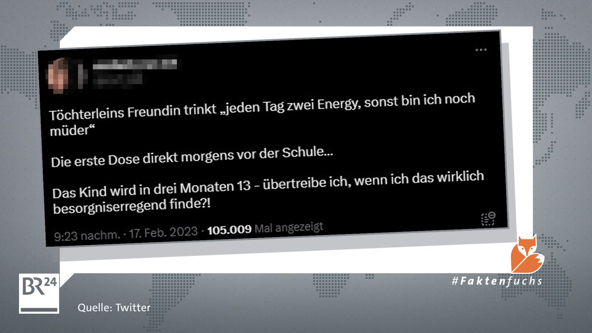 Eine Twitter-Userin berichtet über den Konsum von Energy-Drinks bei Jugendlichen.