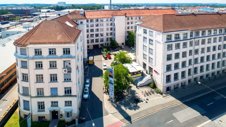 Luftaufnahme des Interims-Gebäudes der Technischen Universität in Nürnberg