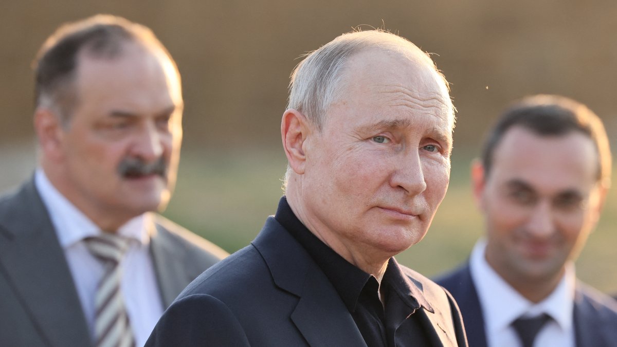 Russlands Präsident Putin heute bei einem Besuch in Dagestan