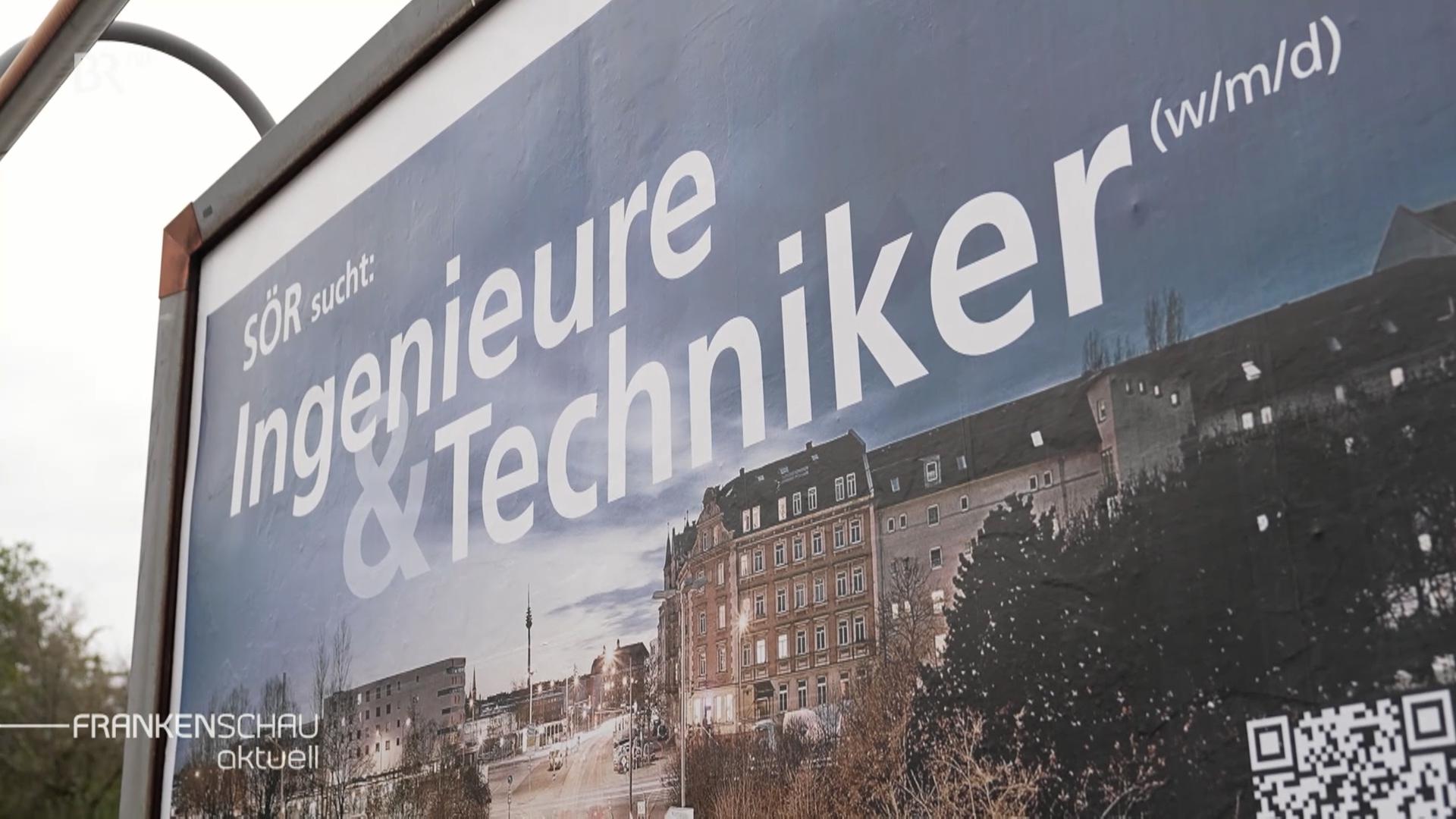 Plakatwerbung von SÖR mit der Suche nach Ingenieuren und Technikern.
