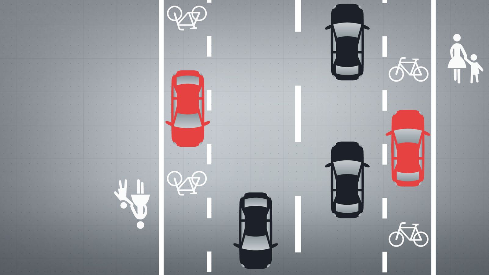 Grafik: Auf dem Fahrradschutztstreifen steht ein Auto. | Bild: BR Grafik: Auf dem Fahrradschutztstreifen steht ein Auto.