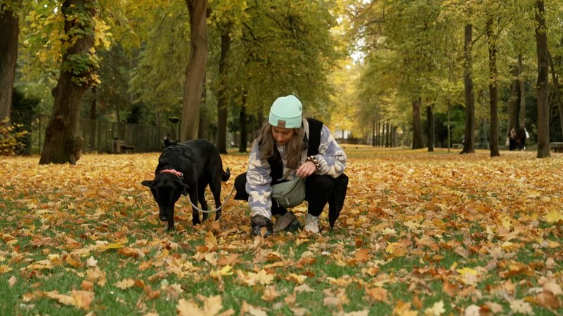 Eine Hundebesitzerin entfernt einen Kothaufen | Bild: BR Eine Hundebesitzerin entfernt einen Kothaufen