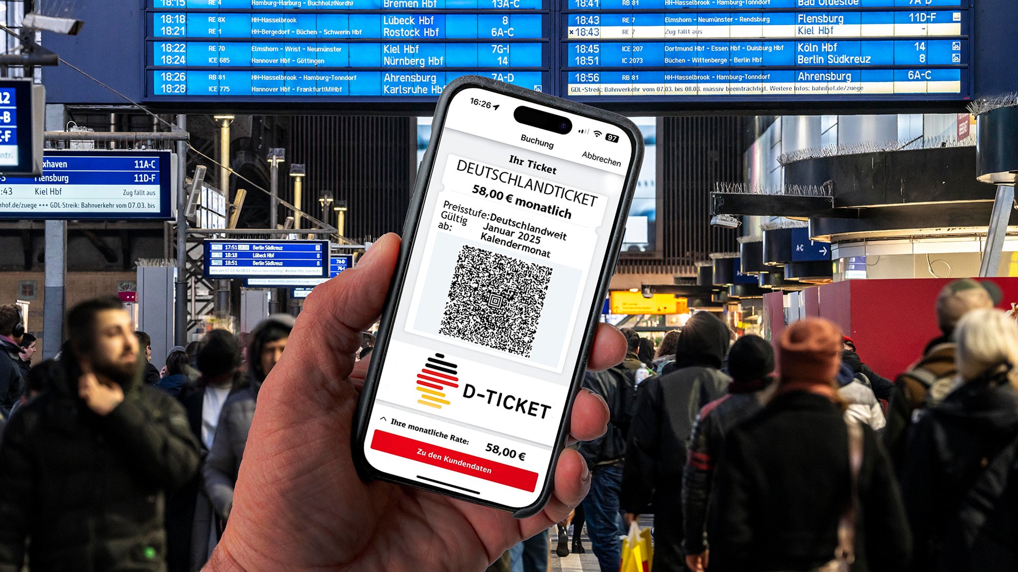 Das Deutschlandticket auf dem Handy