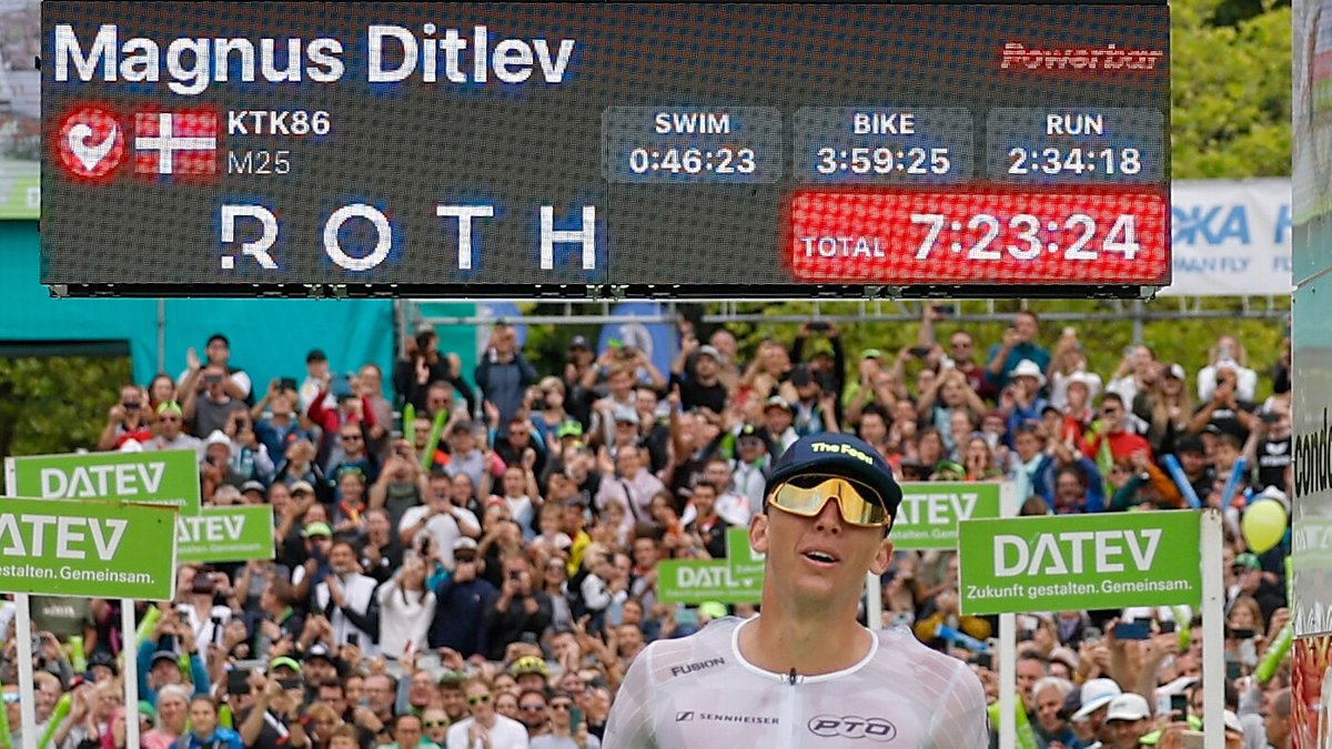 Vorjahressieger Magnus Ditlev beim Zieleinlauf 2024 | Bild: picture-alliance/dpa Vorjahressieger Magnus Ditlev beim Zieleinlauf 2024