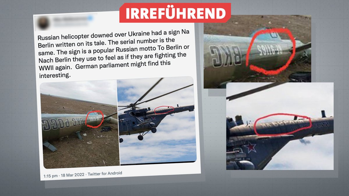 #Faktenfuchs: Steht auf russischem Helikopter "Nach Berlin"?