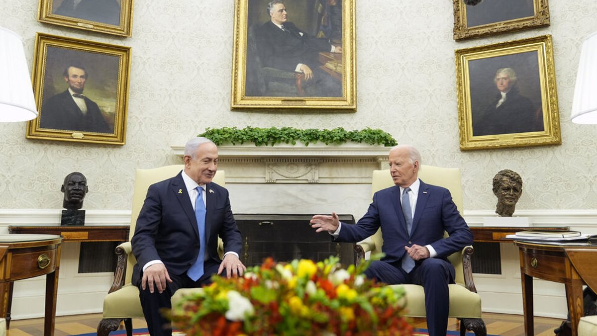 US-Präsident Biden empfängt Israels Regierungschef Netanjahu im Oval Office des Weißen Hauses.