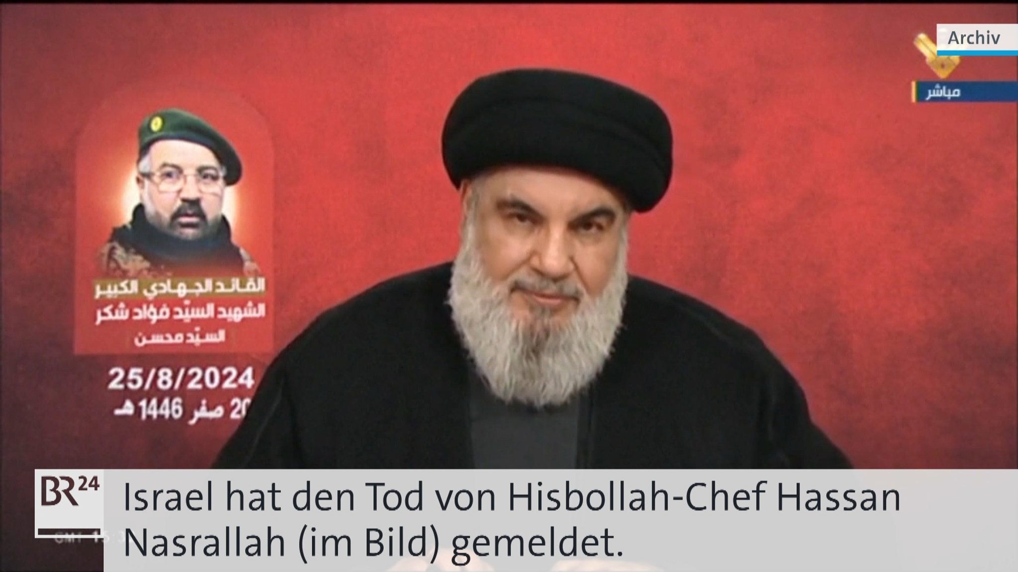 Der Generalsekretär der pro-iranischen Hisbollah-Miliz, Hassan Nasrallah, bei einer seiner Reden an das libanesische Volk.