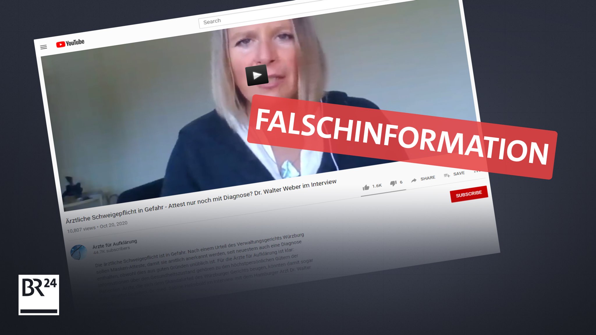 Auf Youtube verbeitet sich die Falschinformation, dass Ärzte sich strafbar machen könnten, wenn sie auf Maskenattesten die Diagnose angeben.