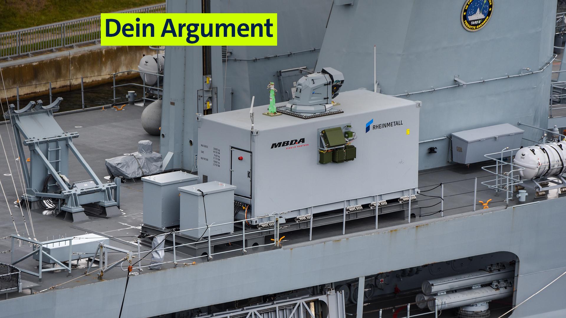 Ein sogenannter Hochenergie-Laser mit bis zu 20 Kilowatt Laserleistung auf der Fregatte "Sachsen" (Archivbild).