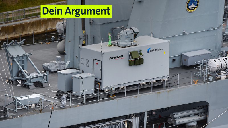 Ein sogenannter Hochenergie-Laser mit bis zu 20 Kilowatt Laserleistung auf der Fregatte "Sachsen" (Archivbild). | Bild: picture alliance / SULUPRESS.DE | Joerg Waterstraat/SULUPRESS.DE Ein sogenannter Hochenergie-Laser mit bis zu 20 Kilowatt Laserleistung auf der Fregatte "Sachsen" (Archivbild).