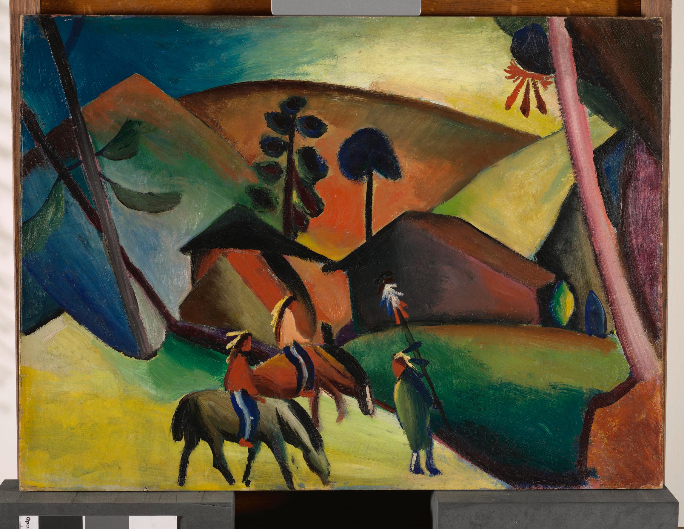 Gemälde mit Reitern: August Macke "Indianer auf Pferden, 1911" Dieser seit Langem verwendete Titel stammt von Bernhard Köhler, dem Sammler, der es lange besaß.